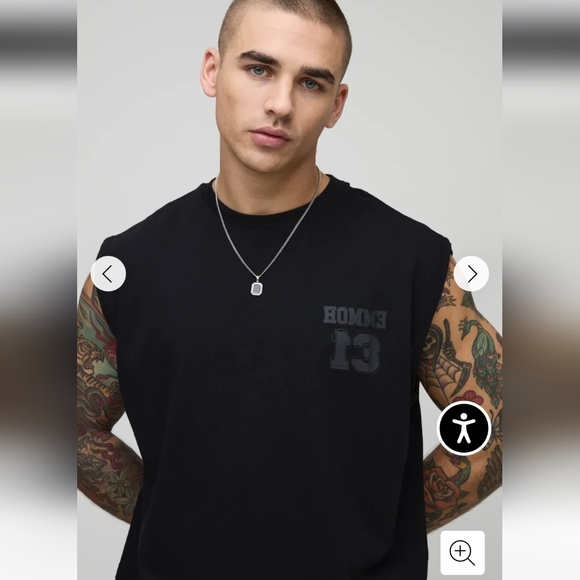 NWT BoohooMan Shrunken Boxy Heavyweight Varsity Tank, Size M - Picture 2 of 6